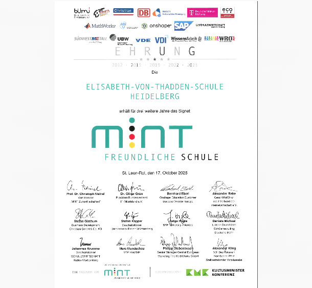 Auszeichung der Elisabeth von Thadden Schule