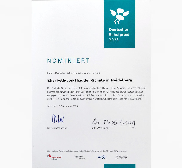 Auszeichung der Elisabeth von Thadden Schule